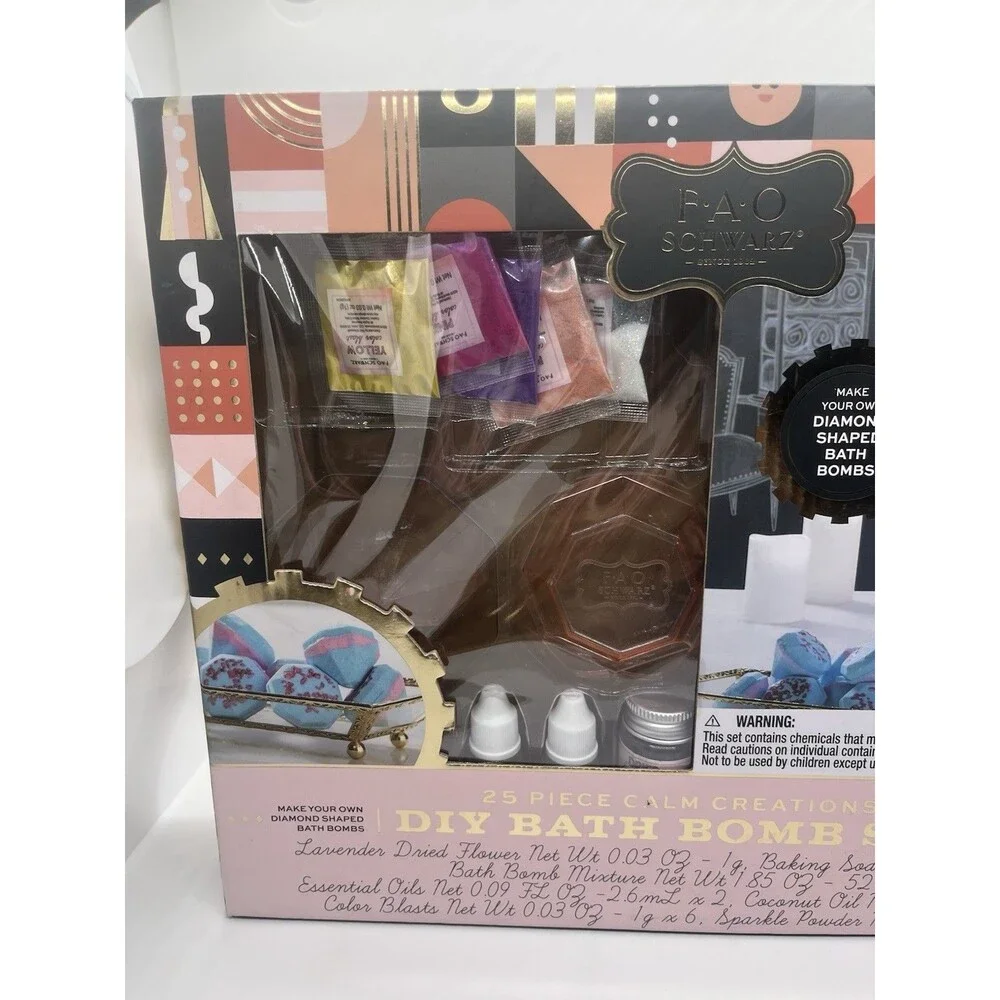 FAO Schwarz 25 Piece Calm Creations DIY Spa-Ready Bath Bomb Set for Kids New NIB